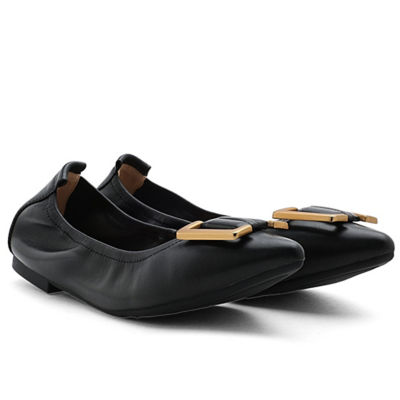 PAZZION Harper Gold Buckled Pointed-Toe Flats 1