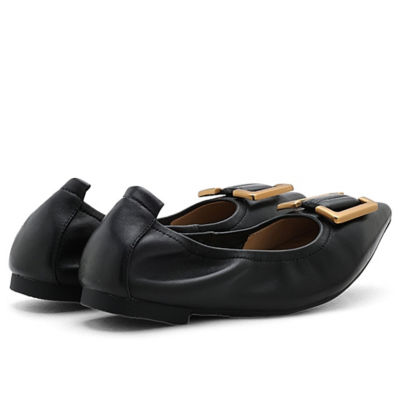 PAZZION Harper Gold Buckled Pointed-Toe Flats 3