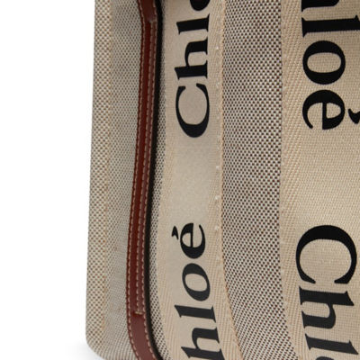 CHLOE Small Woody Tote Bag White Brown CHC22AS397I2690U 4