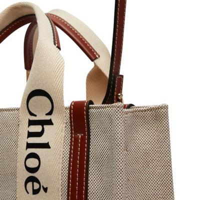 CHLOE Small Woody Tote Bag White Brown CHC22AS397I2690U 5