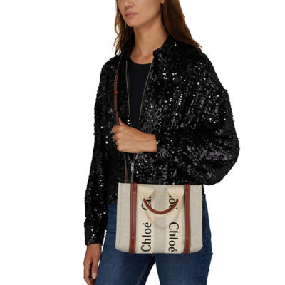 CHLOE Small Woody Tote Bag White Brown CHC22AS397I2690U 6