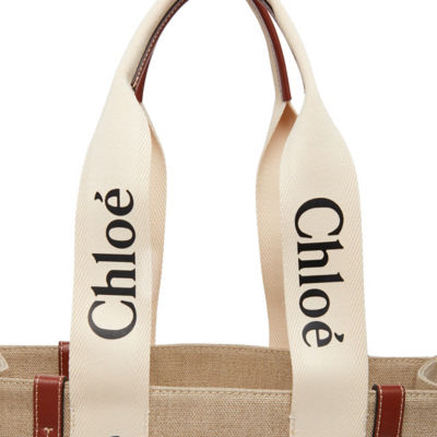 CHLOE Woody Medium Tote Bag White Brown CHC22AS383I2690U 4