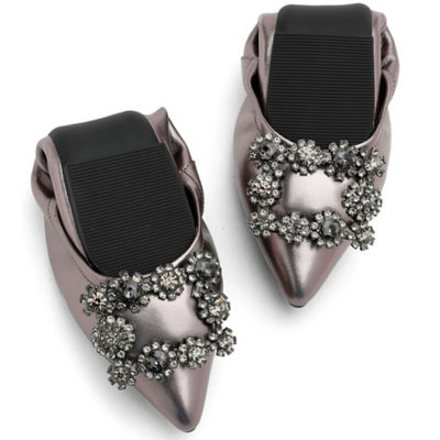 PAZZION Helene Crystal Buckle Foldable Flats 3