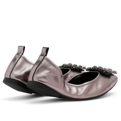 PAZZION Helene Crystal Buckle Foldable Flats 4