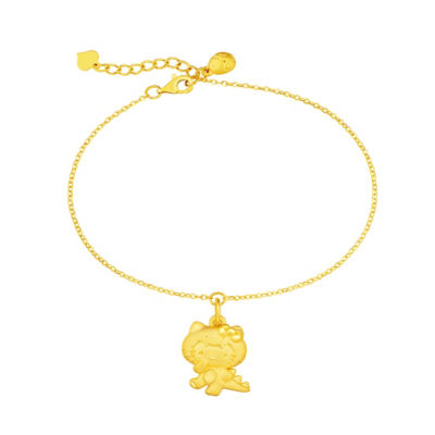 Goldheart 999 Gold Sanrio Characters Dino-Mite Hello Kitty Anklet 1