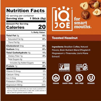 IQBar IQJoe Instant Coffee Packets With Adaptogens - Toasted Hazelnut 40 Sticks 3
