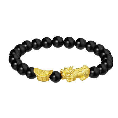 Goldheart 999 Gold Pixiu Ingot Black Bracelet 1