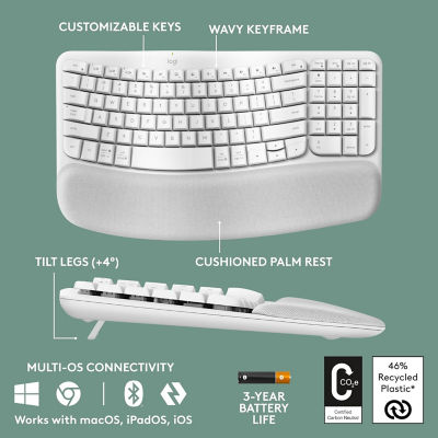 LOGITECH WAVE KEYS - OFF WHITE/PALE GREY 7