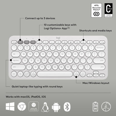 LOGITECH Pebble Keys 2 K380s - Tonal White 8