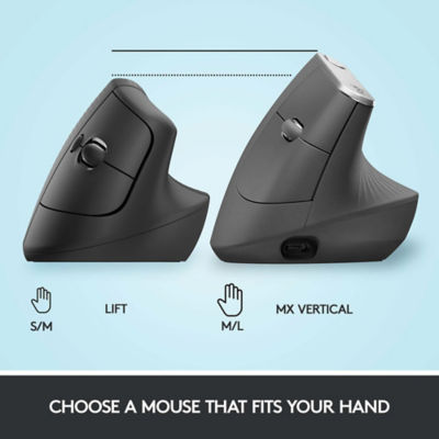 LOGITECH LIFT VERTICAL ERGONOMIC MOUSE - PALE GREY 4