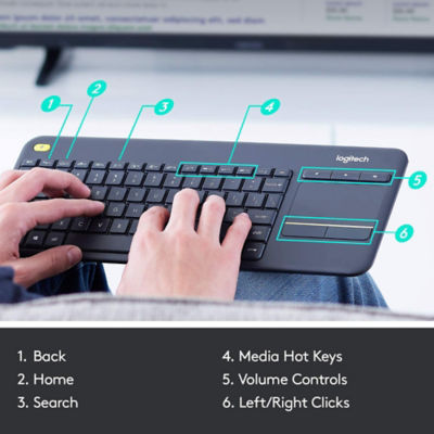 LOGITECH K400 Plus HTPC Wireless Keyboard- Black 7