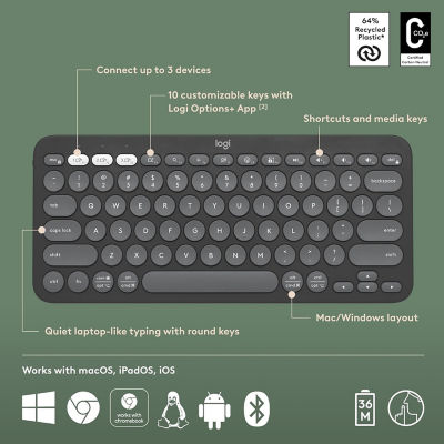 LOGITECH Pebble Keys 2 K380s - Tonal Graphite 4