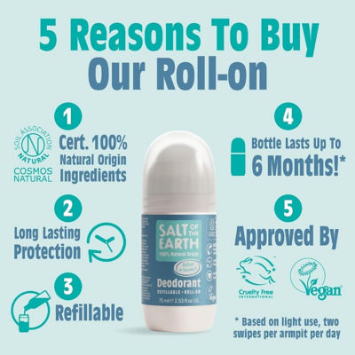 Salt of The Earth Natural Refillable Deodorant Roll-On Ocean & Coconut 75ml 2