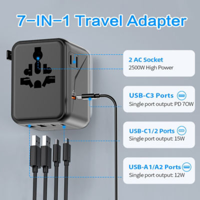  77digi 77digi 70W 3 Type-C + 2 USB All-in One Travel Adapter 1006SDV 3