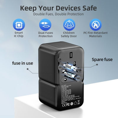  77digi 77digi 140W 1 USB 3 Type C GaN PD 3.1 All-in One Travel Adapter 4