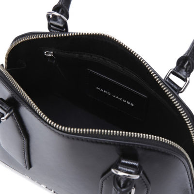 MARC JACOBS Small Leather Dome Satchel Crossbody Bag Black 4S4HSC003H02 5