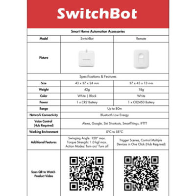 SWITCHBOT [BUNDLE OF 2] SwitchBot Bot + Hub Mini Combo 3