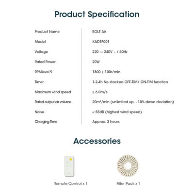 bolt Air KADEF001 | 9 speed Portable Standing Fan | 90° Up and Down tilt 15