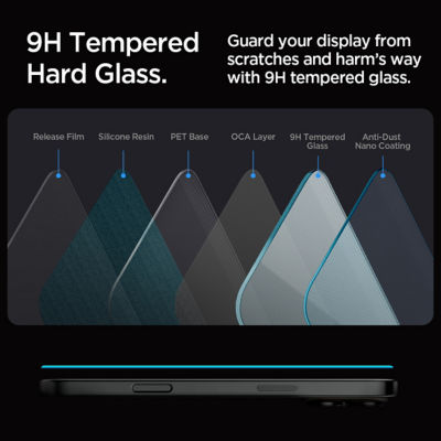 SPIGEN [Bundle of 2] Spigen iPhone 16 Pro Tempered Glass EZ Fit 4