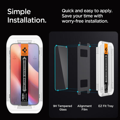 SPIGEN [Bundle of 2] Spigen iPhone 16 Pro Tempered Glass EZ Fit 7