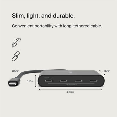 Belkin Usb-C 4-Port Hub W Power Pass-Thru 100W 4