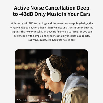 Edifier W820Nb Plus Active Noise Cancellation Hi Res Wireless Headphone Ivory 5