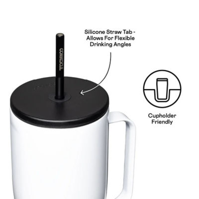 Corkcicle 30oz Cold Cup XL - Gloss White , Insulated Tumbler With Straw & Handle 3