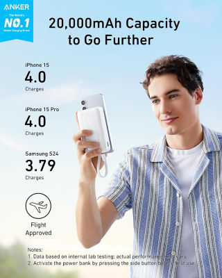 Anker Zolo Powerbank 20000mAh 30W USB C Cable Power Bank A1689 8