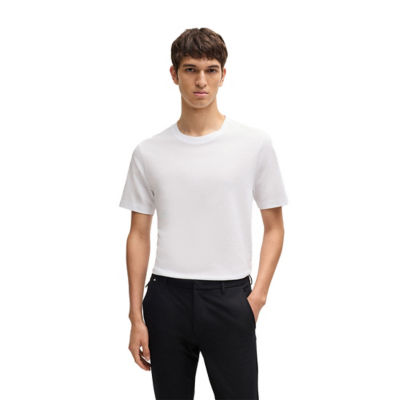 BOSS Bubble-Jacquard Structure T-shirt In A Cotton Blend 4