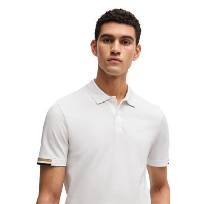 BOSS Rubberised-Logo Polo Shirt In Mercerised Cotton 3