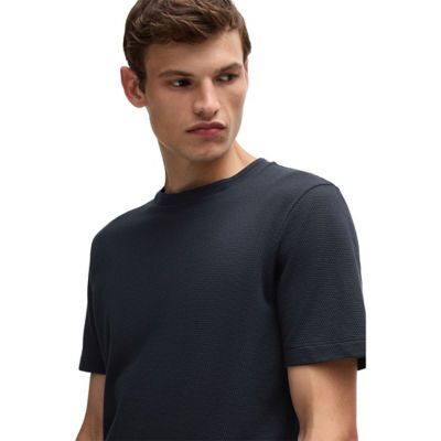BOSS Bubble-Jacquard Structure T-shirt In A Cotton Blend 3