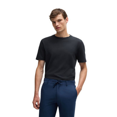 BOSS Bubble-Jacquard Structure T-shirt In A Cotton Blend 4
