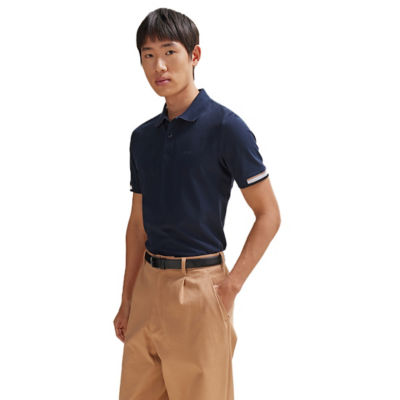 BOSS Rubberised-Logo Polo Shirt In Mercerised Cotton 4