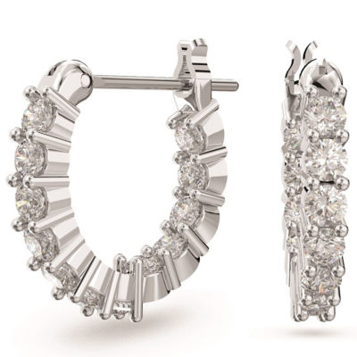 SWAROVSKI Matrix Vittore 大圈耳环, 圆形切割, 白色, 镀铑 1