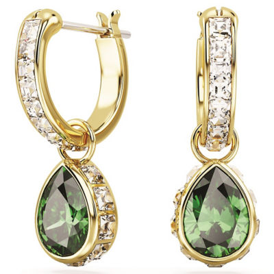 SWAROVSKI Chroma 水滴形耳环, 梨形切割, 绿色, 镀金色调 1