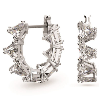 SWAROVSKI Matrix 大圈耳环, 三角形切割, 小号, 白色, 镀铑 1