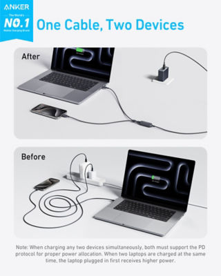 Anker 2-in-1 USB C to USB C 4ft/140W Braided Cable A8895 3