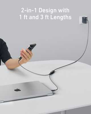 Anker 2-in-1 USB C to USB C 4ft/140W Braided Cable A8895 6