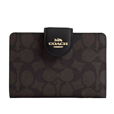 Buy COACH Medium Corner Zip Wallet In Signature Canvas Walnut