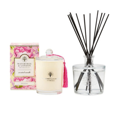 Wavertree & London [Bundle Set] 1x Wavertree & London Pink Peony Diffuser 250ml + 1x Pink Peony Candle 330g 1