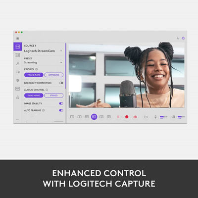 Logitech G 罗技 Streamcam - 全高清 1080P 流媒体网络摄像头 - 灰白色 4