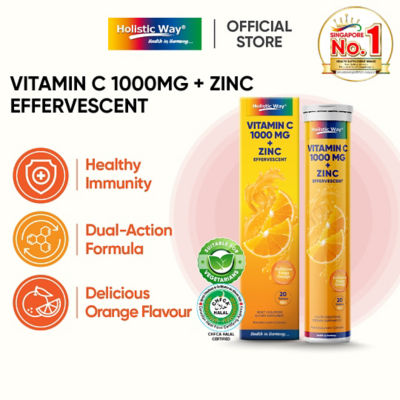 Holistic Way Vitamin C 1000 mg + Zinc Effervescent — Halal and Vegetarian (20s) 2