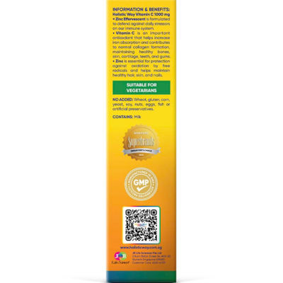 Holistic Way [Bundle of 2] Holistic Way Vitamin C 1000 mg + Zinc Effervescent — Halal and Vegetarian (20s) 4