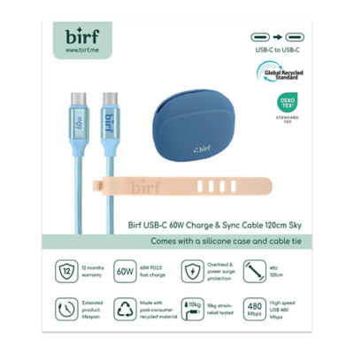 Birf USB-C 60W 充电与同步 120cm 数据线 1