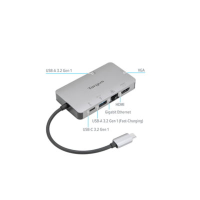 Targus Usb-C 4K Hdmi/Vga Docking Station With 100W Power Delivery Usb-C, Alt-Mode 8