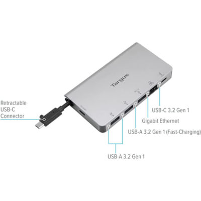 Targus Usb-C Multi-Port Hub With Ethernet Adapter And 100W Power Delivery Usb-C 6