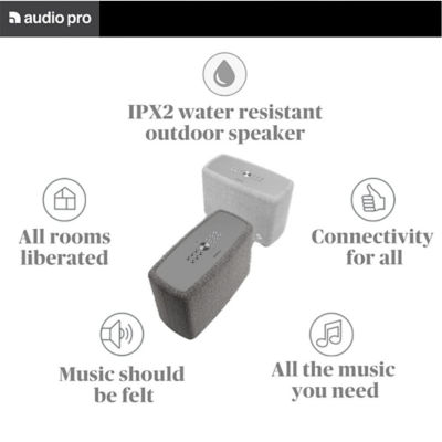 Audio Pro A15 Wireless Multiroom Speaker With Battery Light Grey 2