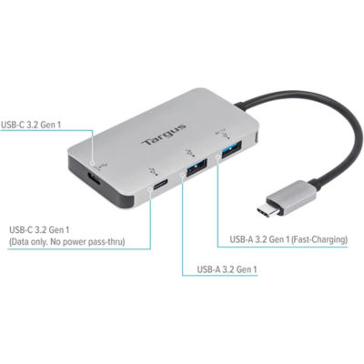 Targus USB-C多端口中心，具有100W电动交付 USB-C 5