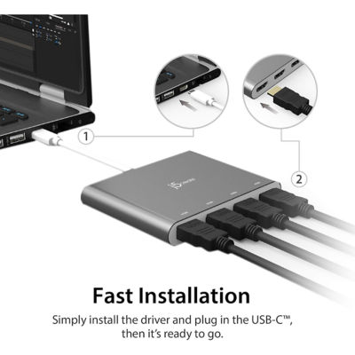 J5Create JCA366 USB-C至4端口HDMI MM适配器 4