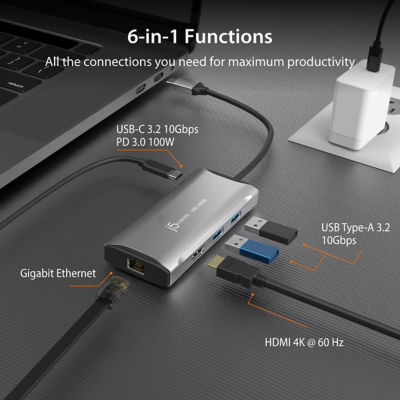 J5Create Jcd392 4K60 Elite Usb-C 10Gbps Travel Dock 2